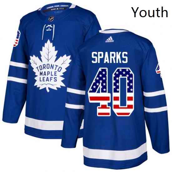 Youth Adidas Toronto Maple Leafs 40 Garret Sparks Authentic Royal Blue USA Flag Fashion NHL Jersey